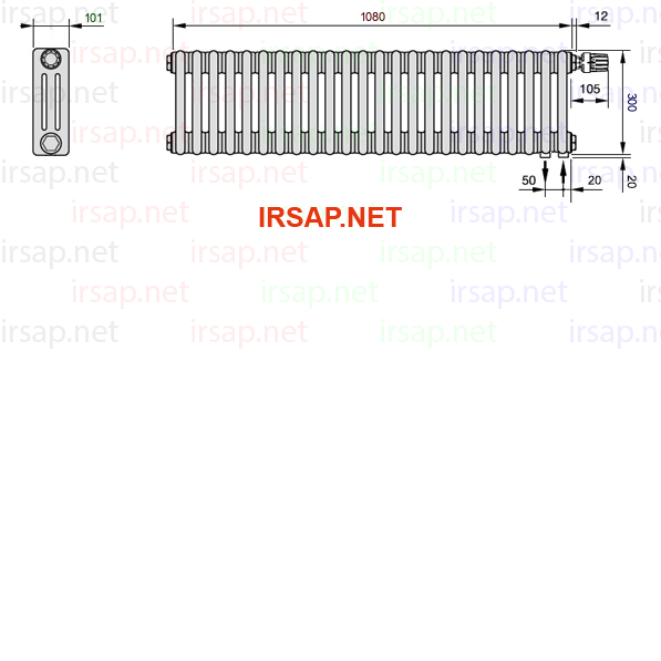 чертеж радиатора Irsap Tesi 30300-2430300-24-25-01